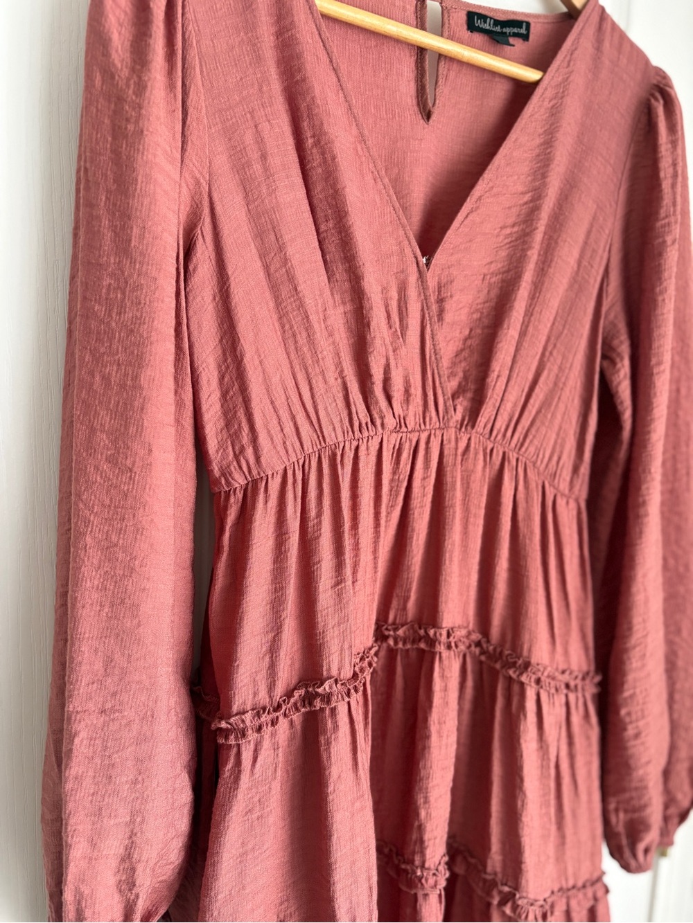 Wishlist Apparel Rust Terracotta Smocked Tiered Mini Dress - Small Boho Chic - Picture 7 of 8
